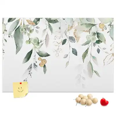 Printed cork board with nature leaves and plants design