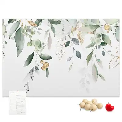 Printed cork board with nature leaves and plants design