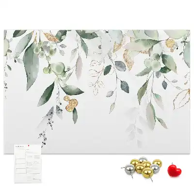Printed cork board with nature leaves and plants design