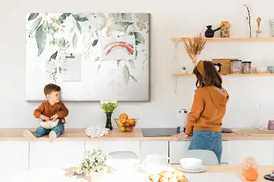 Printed cork board with nature leaves and plants design