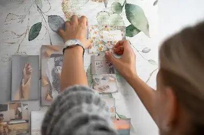 Printed cork board with nature leaves and plants design