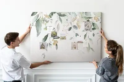 Printed cork board with nature leaves and plants design