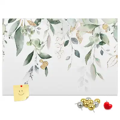 Printed cork board with nature leaves and plants design