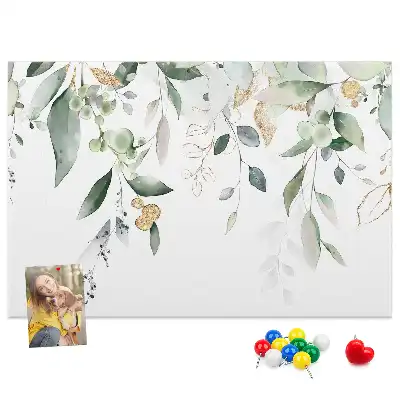 Printed cork board with nature leaves and plants design