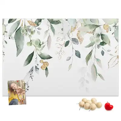 Printed cork board with nature leaves and plants design