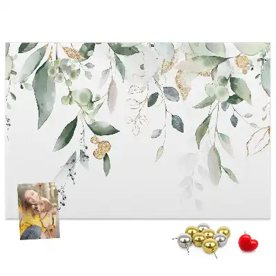 Printed cork board with nature leaves and plants design