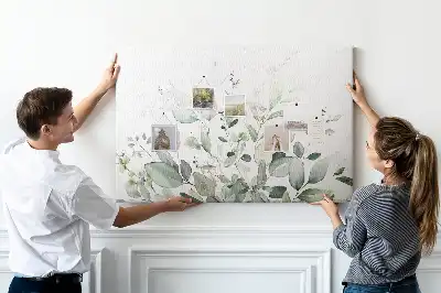 Printed Cork Memo Board with Leaf Pattern