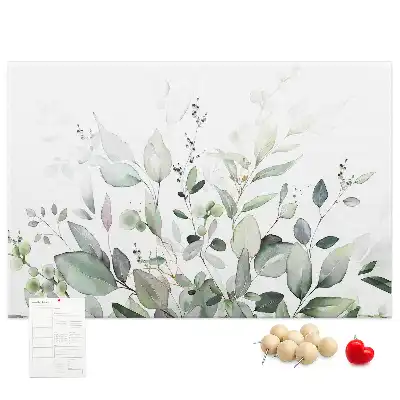 Printed Cork Memo Board with Leaf Pattern