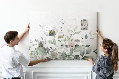Printed Cork Memo Board with Leaf Pattern