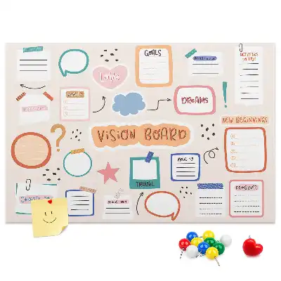 Colorful cork vision board