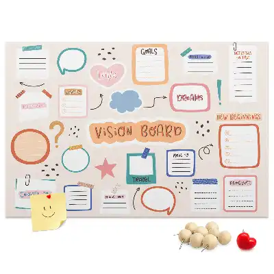 Colorful cork vision board