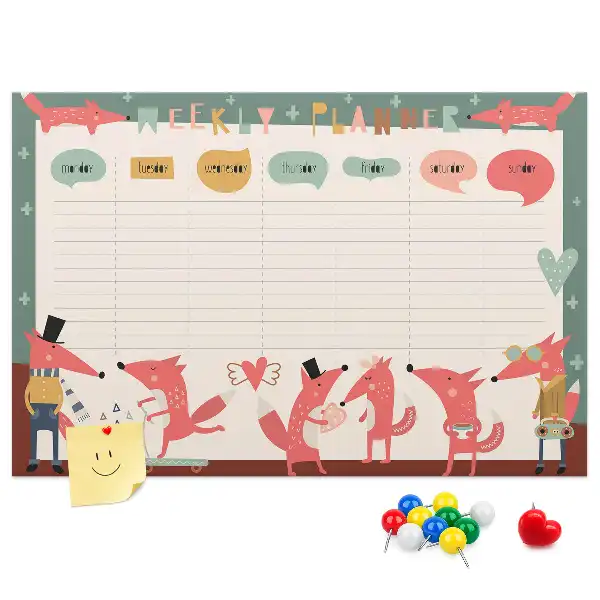 Printed Cork Weekly Planner Board for Kids