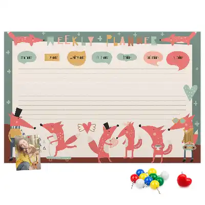 Printed Cork Weekly Planner Board for Kids