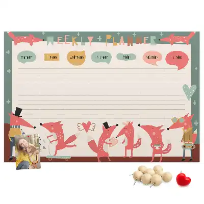 Printed Cork Weekly Planner Board for Kids