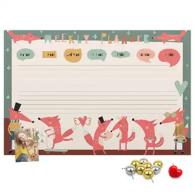 Printed Cork Weekly Planner Board for Kids
