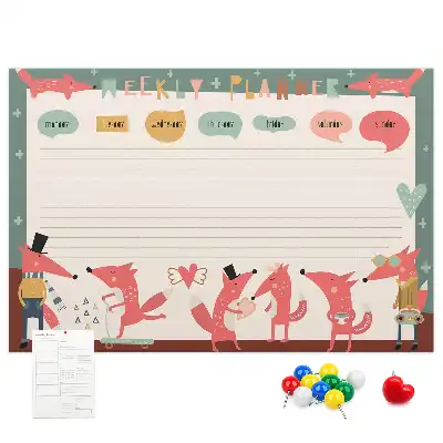 Printed Cork Weekly Planner Board for Kids