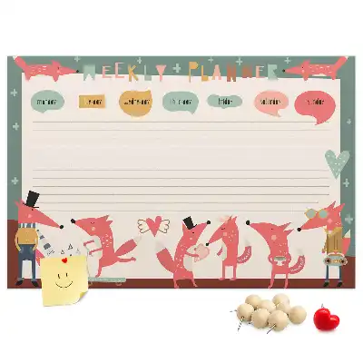 Printed Cork Weekly Planner Board for Kids