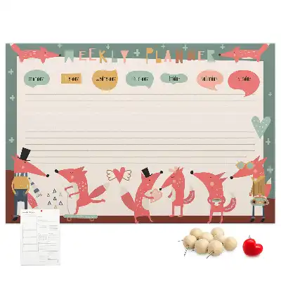 Printed Cork Weekly Planner Board for Kids