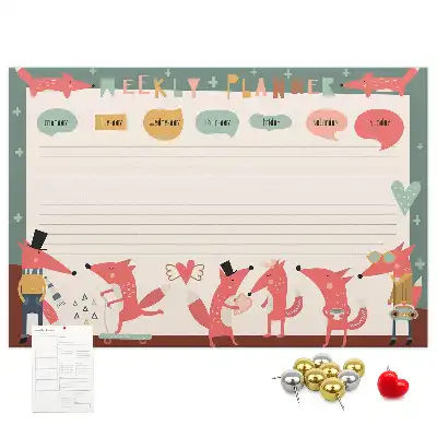 Printed Cork Weekly Planner Board for Kids