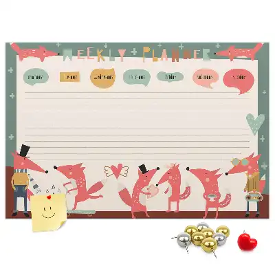 Printed Cork Weekly Planner Board for Kids
