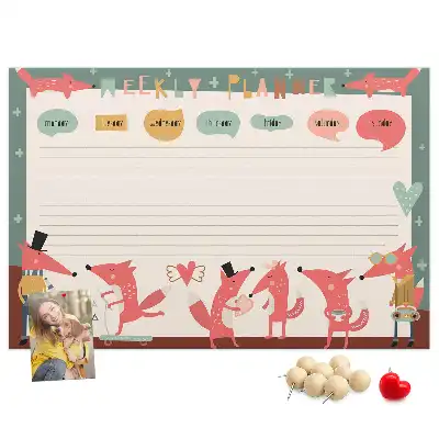 Printed Cork Weekly Planner Board for Kids