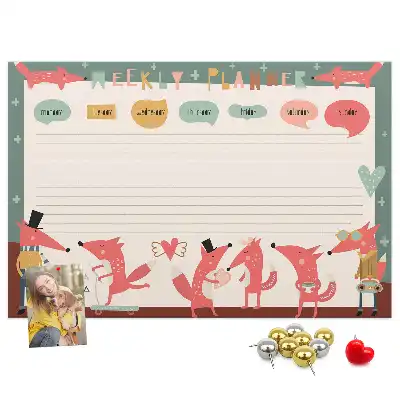 Printed Cork Weekly Planner Board for Kids