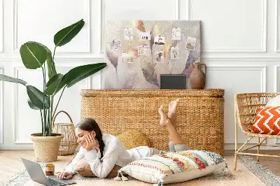 Watercolor plants cork memo board
