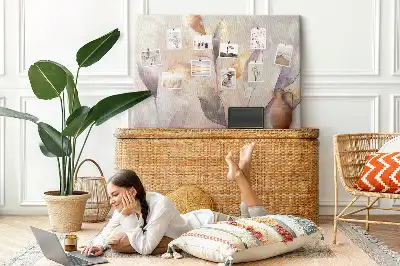 Watercolor plants cork memo board