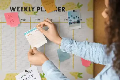 Printed Cork Memo Board with Lemon Weekly Planner Design