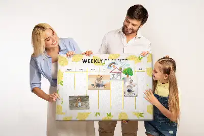 Printed Cork Memo Board with Lemon Weekly Planner Design