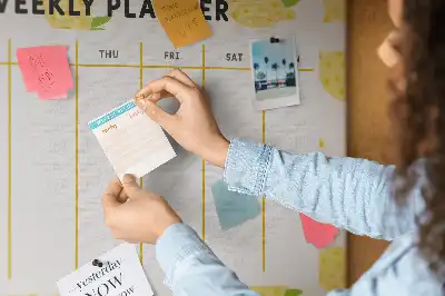 Printed Cork Memo Board with Lemon Weekly Planner Design