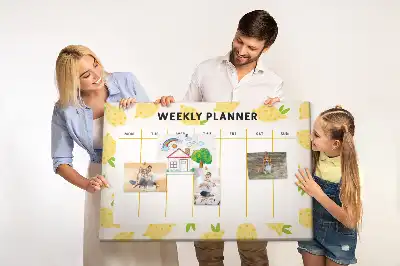 Printed Cork Memo Board with Lemon Weekly Planner Design