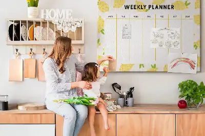 Printed Cork Memo Board with Lemon Weekly Planner Design