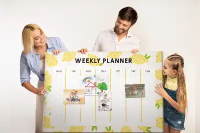 Printed Cork Memo Board with Lemon Weekly Planner Design