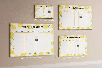 Printed Cork Memo Board with Lemon Weekly Planner Design