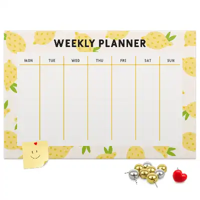 Printed Cork Memo Board with Lemon Weekly Planner Design
