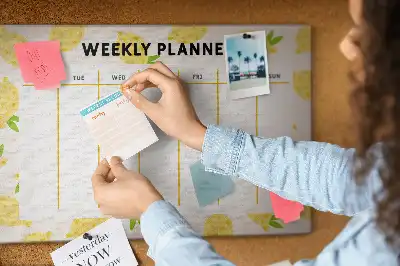 Printed Cork Memo Board with Lemon Weekly Planner Design
