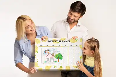 Printed Cork Memo Board with Lemon Weekly Planner Design