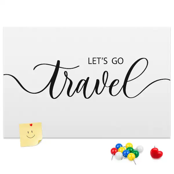 Printed Cork Memo Board with Travel Lettering