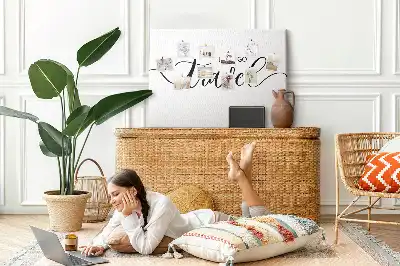 Printed Cork Memo Board with Travel Lettering