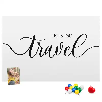 Printed Cork Memo Board with Travel Lettering