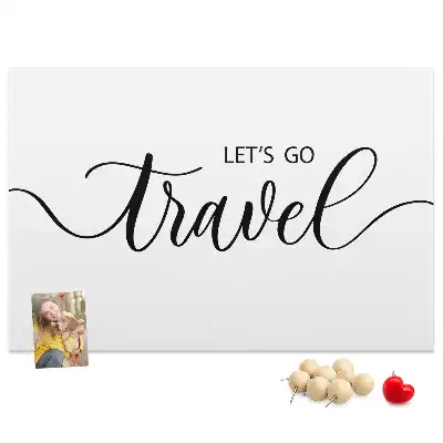 Printed Cork Memo Board with Travel Lettering