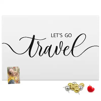 Printed Cork Memo Board with Travel Lettering