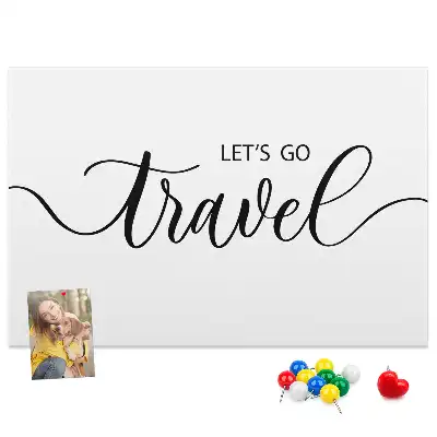 Printed Cork Memo Board with Travel Lettering