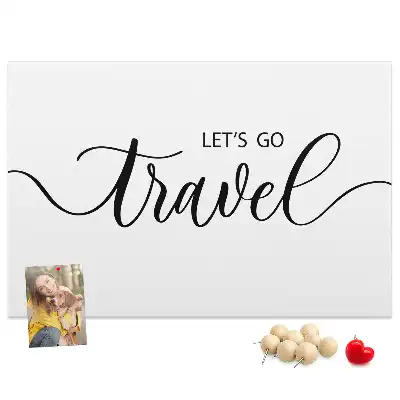 Printed Cork Memo Board with Travel Lettering