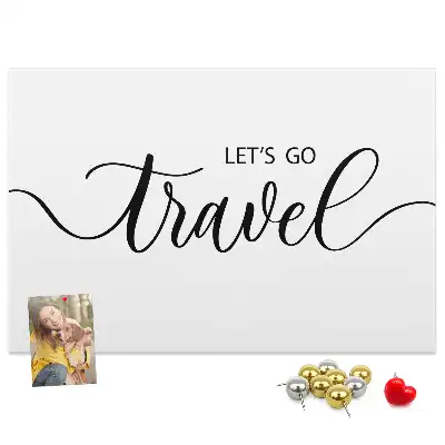 Printed Cork Memo Board with Travel Lettering