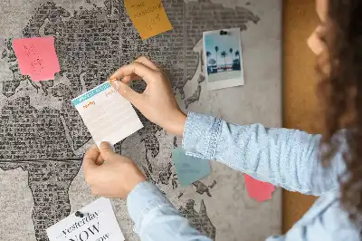 Cork memo board with newspaper world map print