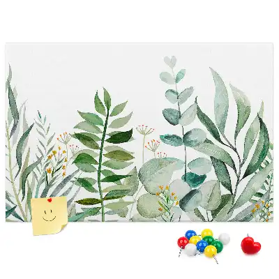 Watercolor Leaves Printed Cork Board