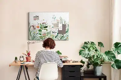 Printed Cork Board Watercolor leaves