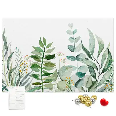 Printed Cork Board Watercolor leaves